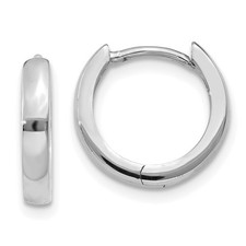 14k White Gold 10.5mm Round Hinged Hoop Earrings