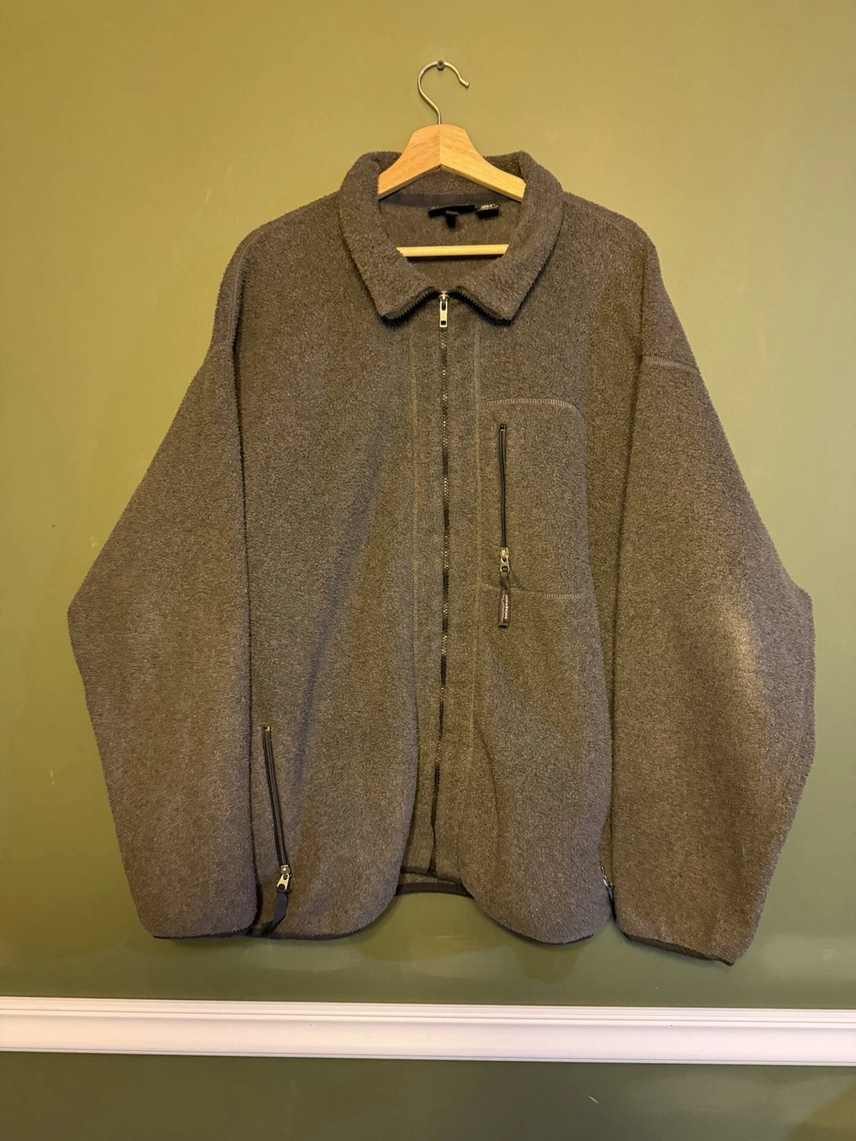 Vintage Patagonia Deep Pile Dark Gray Fleece Synchilla Zip-up Made in USA XXL