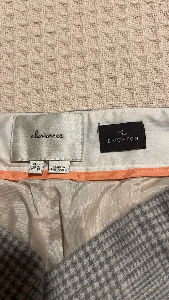 ELEVENSES The Brighton Houndstooth Wool Wide Leg Flare Pants Size 2 - Image 3 of 4