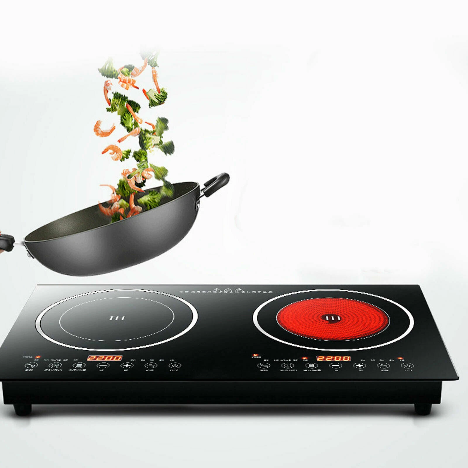 2 Burners Induction Cooktop Electric Hob Cook Top Stove Ceramic Cooktop 110V US