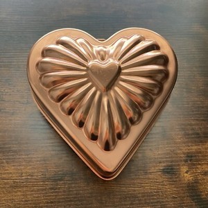 Heart Shaped Jello Mold Copper Tin 6in Vintage