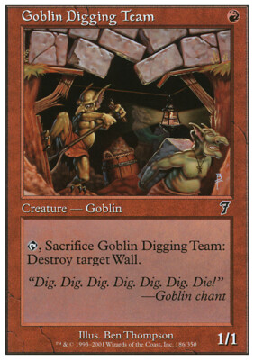 Magic the Gathering MTG Goblin Digging Team (186) Seventh Edition   NM