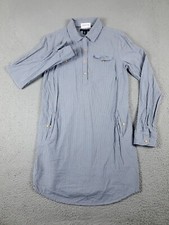 Tommy Hilfiger Shirt Dress Womens Small Gray Striped Front Button Long Sleeve *