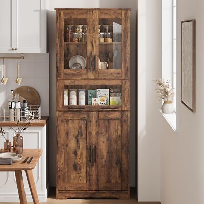 Kitchen Pantry Storage Cabinet with Doors Shelves Freestanding Cupboard Cabinet