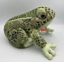 Aurora 9" Plush GREEN FROG Stuffed Animal Shiny Spots Big Eyes NEW w/Tag