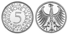 BRD 5 DM 1971 F NEUE RANDSCHRIFT POLIERTE PLATTE