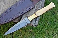 CUSTOM MADE HAND FORGED DAMASCUS STEEL BLADE BOOT KNIFE DAGGER HUNTING 864