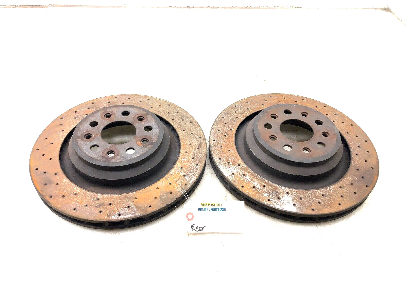 2014-2020 MASERATI QUATTROPORTE AWD REAR BRAKE DISK ROTORS SET X2 OEM.