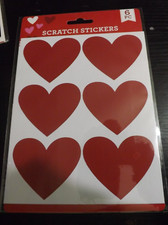 6 ct NEW VALENTINE HEART SHAPED scratch stickers customer ur own reveal stickers