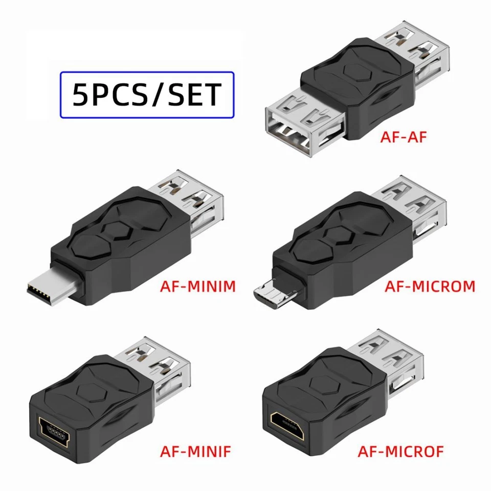 Cablecy 5pcs/lot Micro USB 2.0 OTG Mini USB 5Pin Type-A Male to Female Adapter - Image 3 of 4