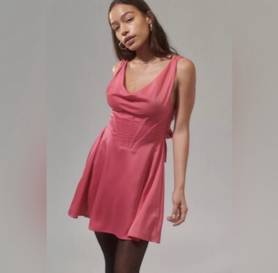 Urban Outfitters Helena Satin Corset Mini Dress SZ M NWT | eBay
