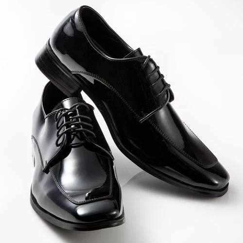 Men's Fabian Couture Monaco Black Tuxedo Shoes Patent Leather *Damaged Discount*