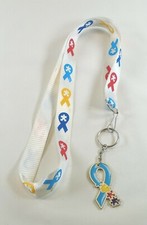 Oriental Trading AUTISM AWARENESS LANYARD BADGE HOLDER w/ribbon keychain New