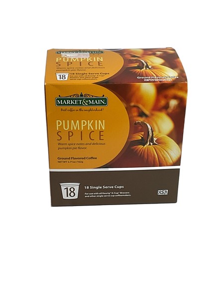 Market & Main Pumpkin Spice 11/24 café 54 tazas de una sola porción K-Cups