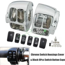 Handlebar Hand Control Switch Housing Cover 6X Switch Button Caps For Harley