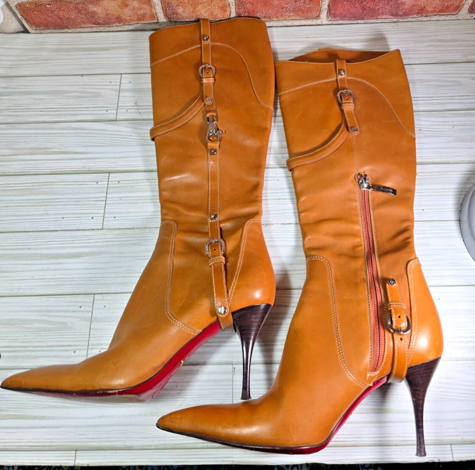 CESARE PACIOTTI RANDALL COGNAC LEATHER KNEE HIGH BOOTS Size 6.5/36.5 - Image 4 of 4