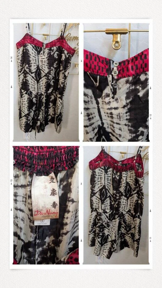 Mameluco sin mangas de seda estampado Da-Nang $198 talla pequeña Foto 2 de 3