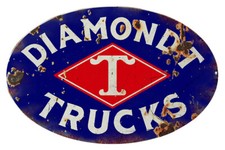 Diamond T Trucks 14 Heavy Duty Usa Made Metal Oval Shaped Advertising Sign Diamond T Trucks 14 Heavy Duty Usa Made Metal Oval Shaped Advertising Sign