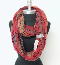 New Women's Knit Crochet Infinity Loop Scarf 2-Circle Wrap Soft Multi-Color