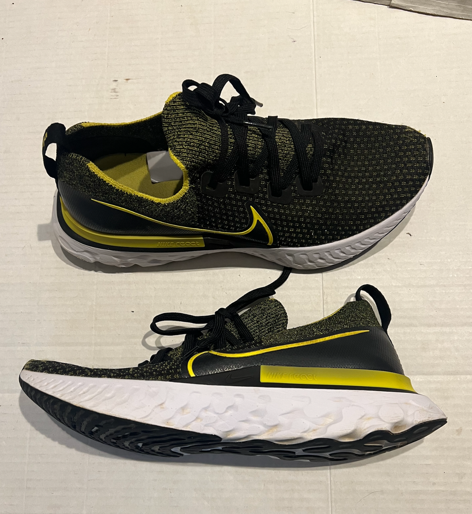 Nike React Infinity Run Flyknit Mens Running Shoes Black Sonic Yellow Size 10.5 CD4371-013