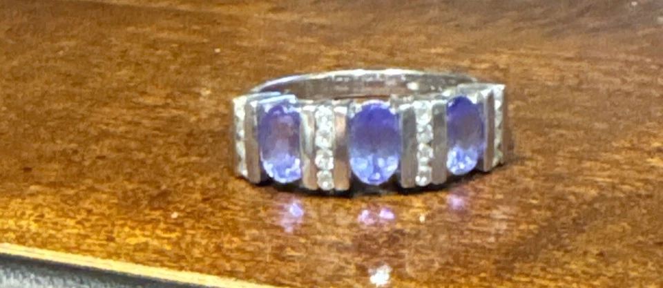 14k Gold Diamond Ring With Purple Oval Sapphires- Stamped TJC 14k - Image 4 of 4
