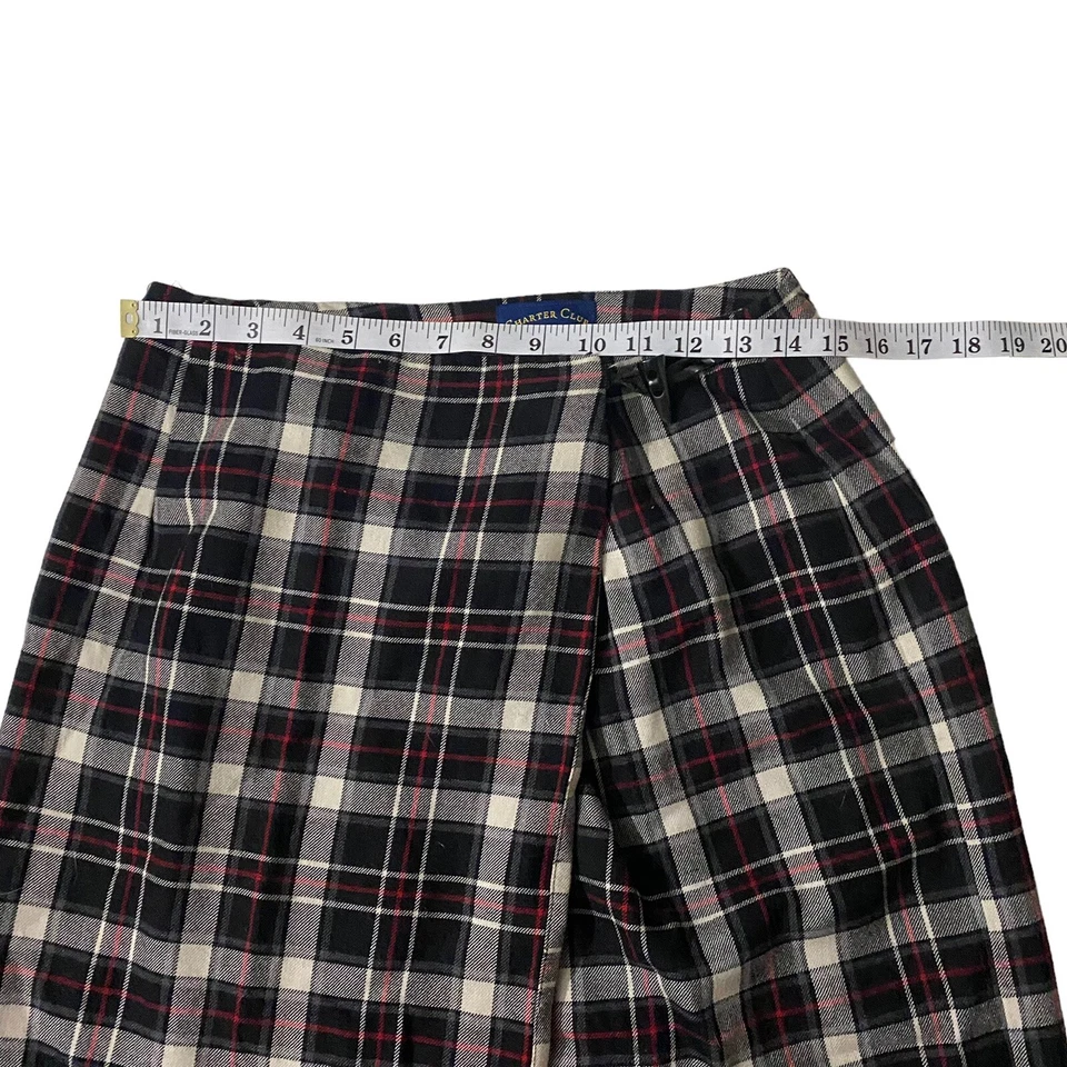 Charter Club 黑色灰色红色格子格子全衬里羊毛裹身裙 8P 30x31 英寸 — 第 4/4 张图片