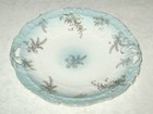 Antique Porcelain Decorative Plate Pierced Handles & Embossed Flowers & Scroll