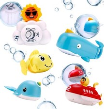 5PCS Baby Bath Toys Set Water Spray Sprinkler - Whales Fish Sumarine Cloud - New