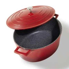 STONELINE® Cocotte Padella Ovale + Coperchio Padella Induzione 32cm Rosso II Scelta 20092