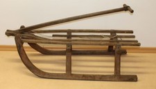 antiker musealer  >>KINDER-SCHLITTEN MIT DEICHSEL<<   ~1850