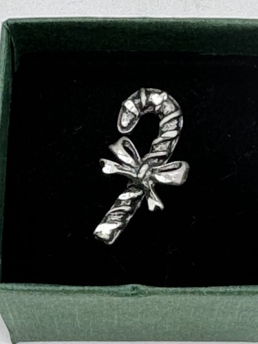 Pewter Presence Diamond Cut Christmas Candy Cane Pin with Box - Picture 5 of 5