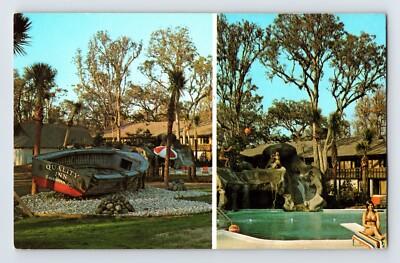 Postcard Georgia Savannah Quality Inn Gateway Motel Pool 1970s Unposted Chrome