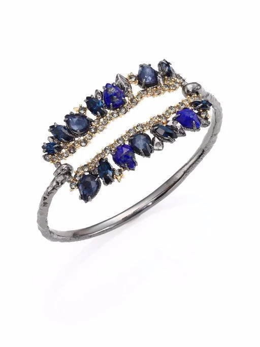 Alexis Bittar Elements Dark Alchemy Lapis, Hematite & Crystal ID Hinge Bracelet