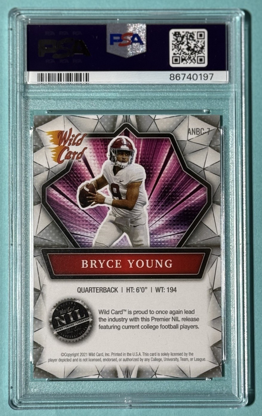 2021 Wild Card Alumination NIL Bryce Young #ANBC7 Rookie - PSA 10 Gem Mint view 2