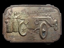 RK09120 VINTAGE 1970s  HIPANOFUIZA  CAR  AUTO ADVERTISEMENT BELT BUCKLE