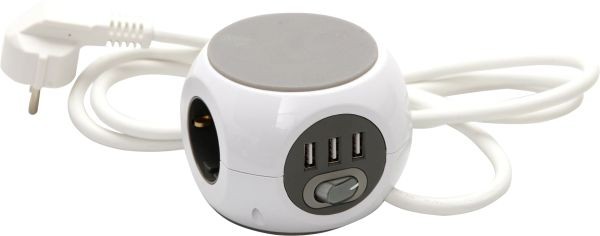 Unitec SteckdosenwüRfel 3-Fach 1,4M Inklusive 3X Usb AnschlüSsen Weiß-image