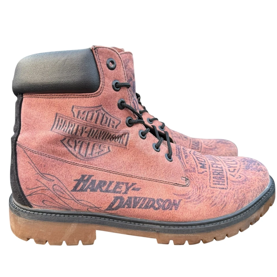 Botas con cordones Harley-Davidson personalizadas estilo Timberland sin talla plantilla de 30 cm Foto 2 de 4