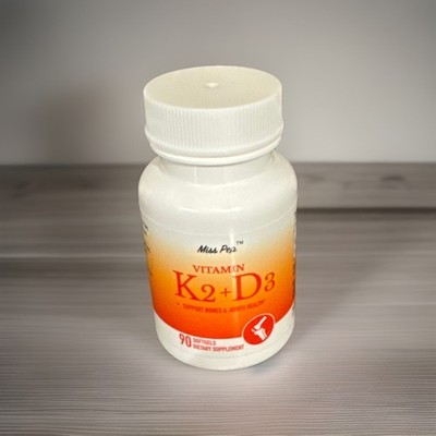 Miss Pep Vitamin K2 + D3, 90 Count Supports, Muscle Bone & Joint Health 08/27