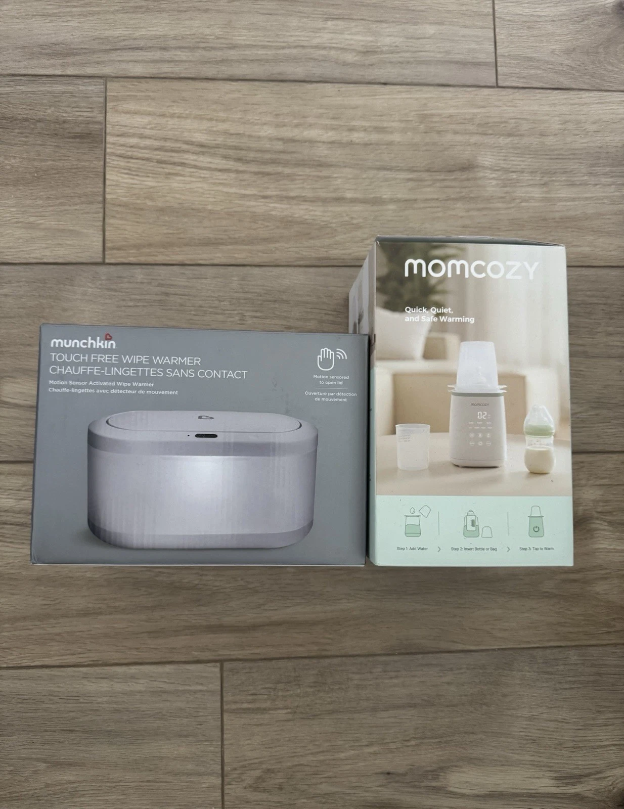 Lot Of 2 Munchkin Touch Free Baby Wipe Warmer + Momcozy 6-in-1 Bottle Warmer