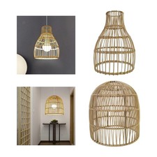 Ceiling Pendant Light Shade Woven Rattan Pendant Lamp Cover Retro Weaved Rattan