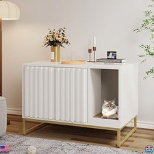 Litter Box Enclosure, Modern Cat Litter Box Furniture Hidden Litter Box with