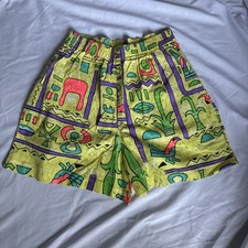 90s Vintage Pinwheel Neon Shorts .