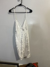 Vintage Floral White Slip Dress Women  s Size M/L
