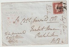 Product Image: 1841 4 MARGIN 1d RED IMPERF BLACK PLATE 11 LONDON MALTESE CROSS TO TARBAT HOUSE