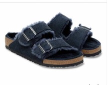 New Birkenstock Arizona Suede Leather Shearling Footbed New Navy Size 37