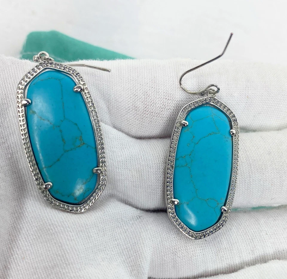 Pendientes colgantes Kendra Scott Elle tono plata turquesa Foto 3 de 4