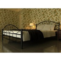 Metallbett Schwarz 180X200 Cm Mit Matratze, Stabiler Rahmen