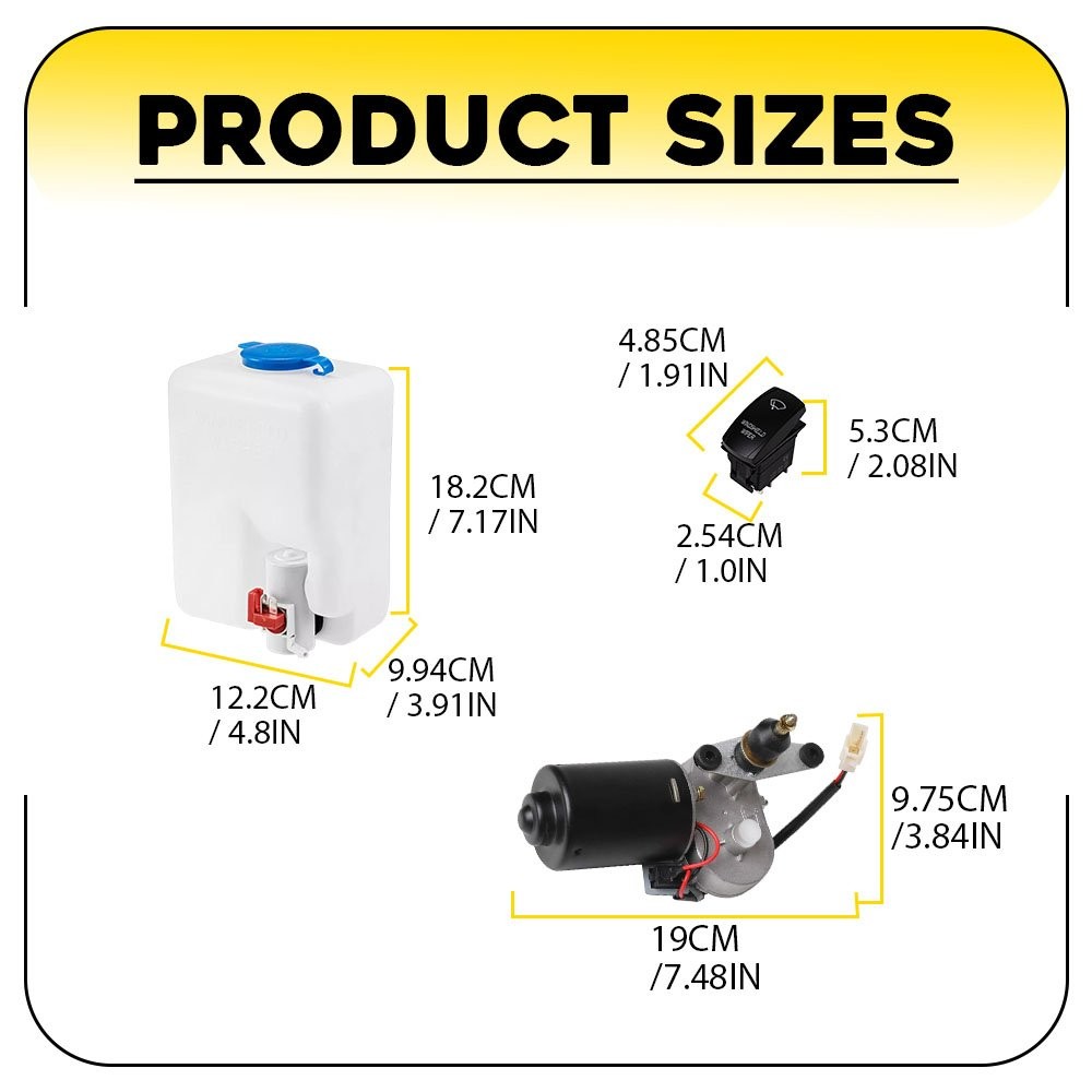Windshield Electric Motor Wiper Kit + Wiper Switch Rocker For Polaris Ranger RZR thumbnail 4