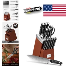 High Carbon Stainless Steel Knife Set 14 Pieces Self Sharpening Kitchen Knives