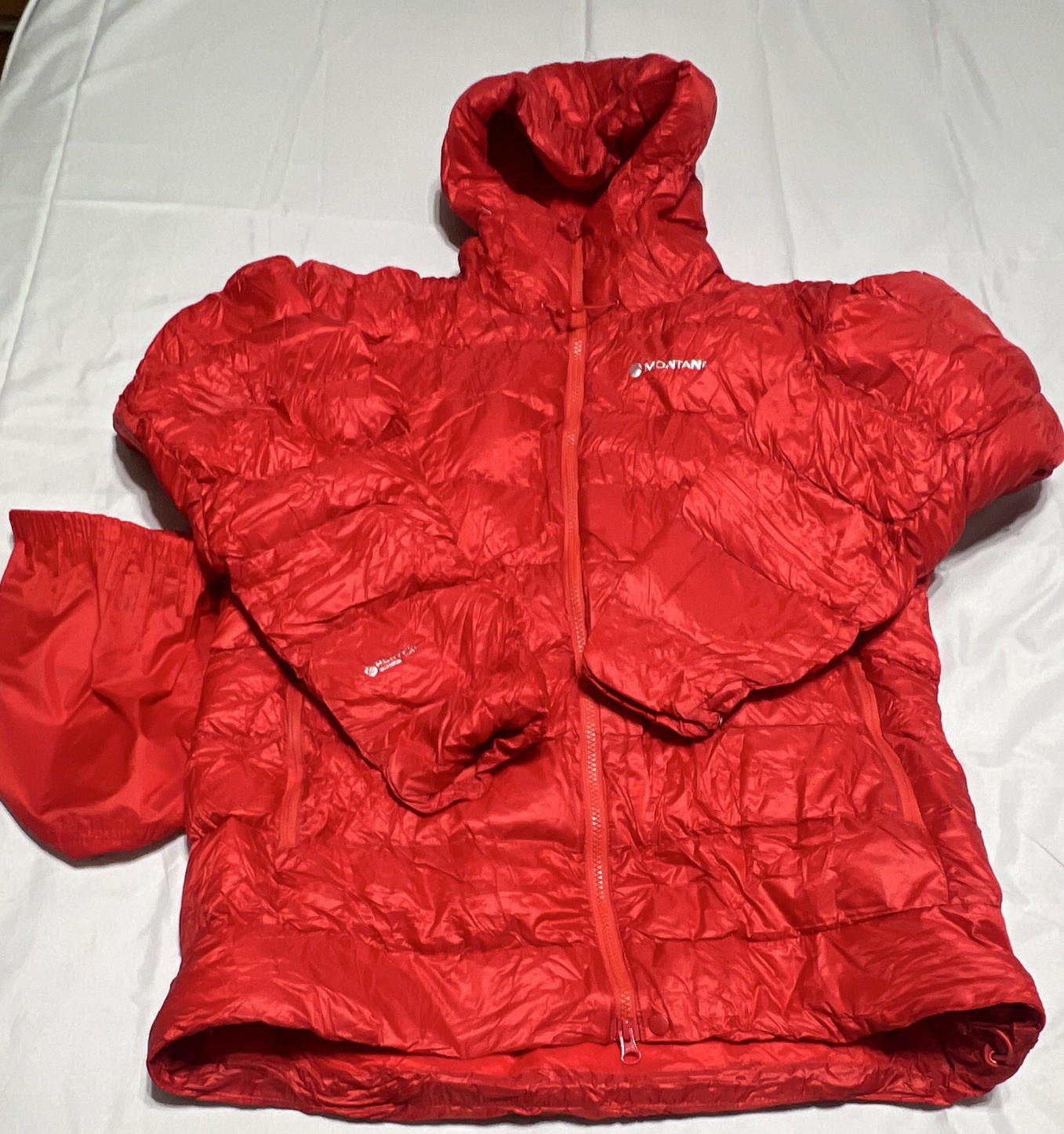 Montane Featherlite 800 Down Hooded Puffer Jacket Full Zip Packable Men’s L Red - second product detail image